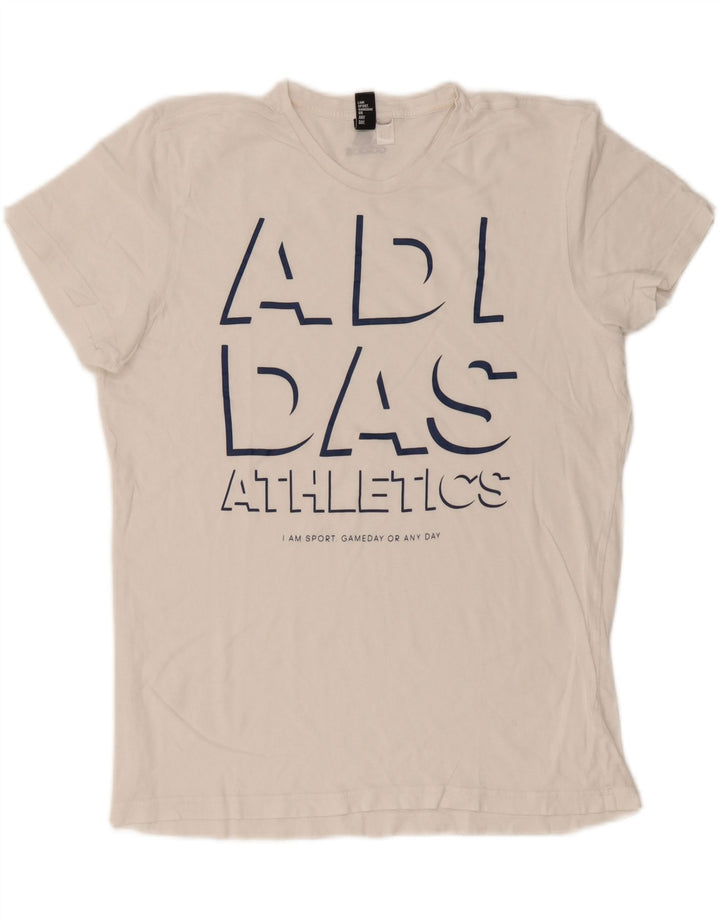 Adidas T-shirt graphique pour hommes, grand, blanc
