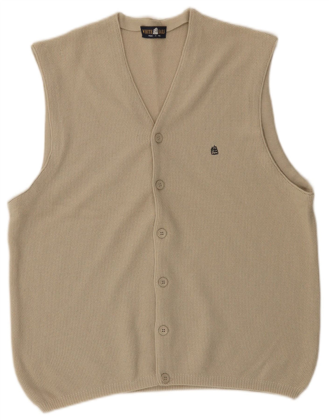 White Sails Cardigan sans Manches Homme Laine Beige Moyen