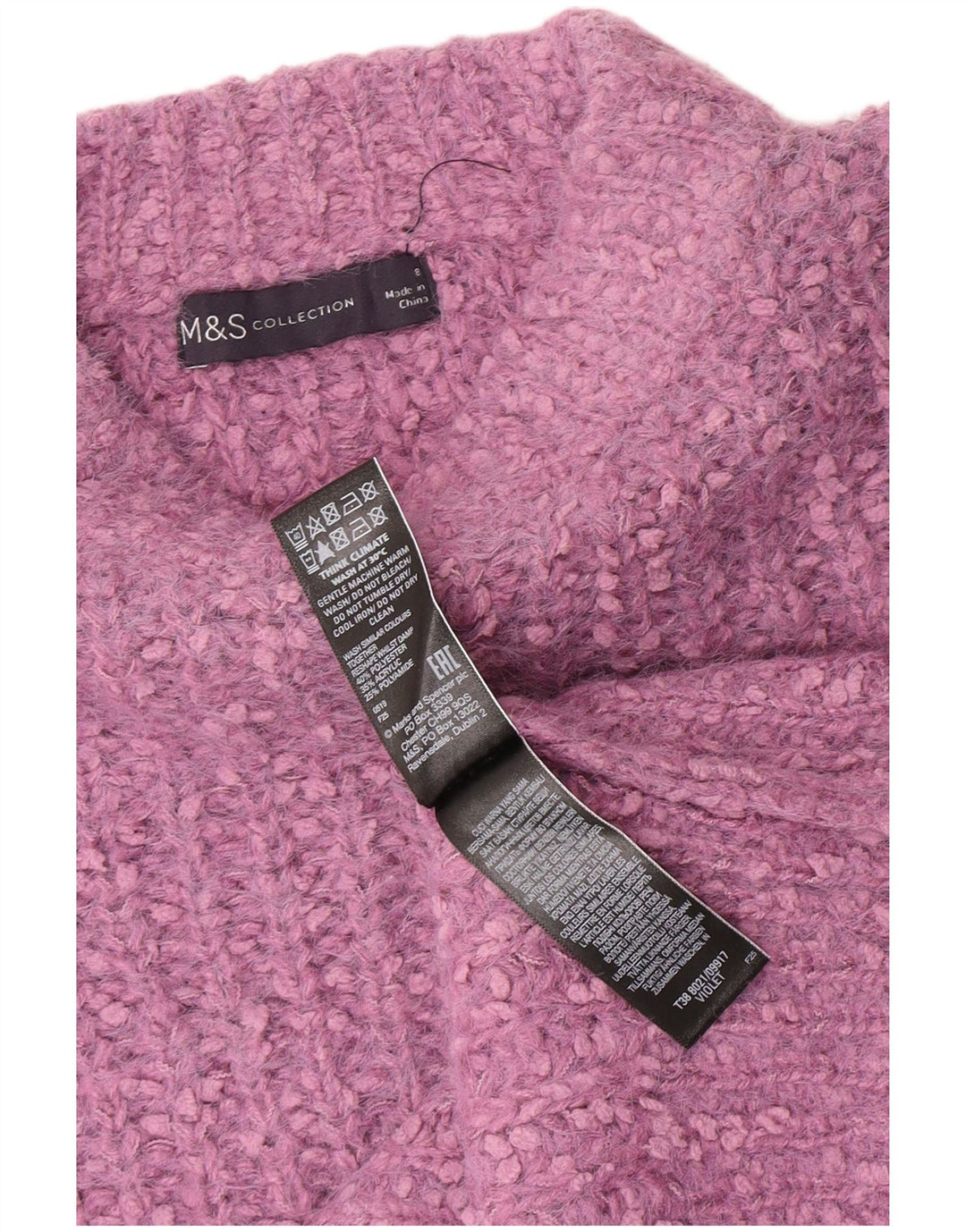 Marks & Spencer Pull col bateau pour femme UK 8 Small Violet Polyester