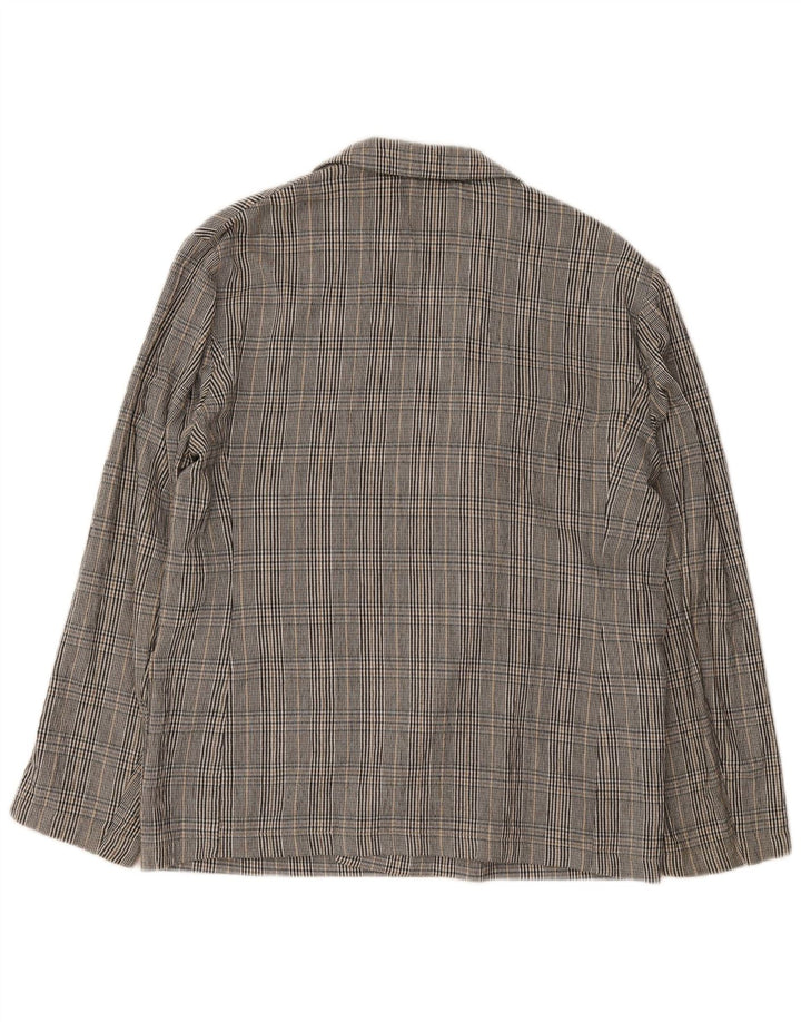 Zara Veste Blazer Double Boutonnage Homme UK 40 Grand Carreau Gris