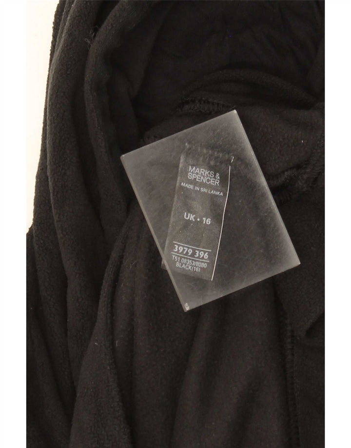 Marks & Spencer Pull polaire à capuche pour femme UK 16 Large Noir Polyester