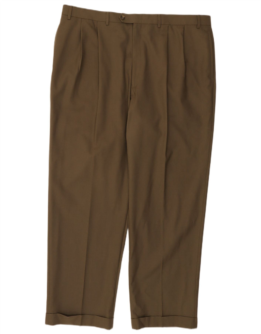 RALPH LAUREN Pantalon de costume à chevilles confort total pour homme W42 L32 Laine kaki