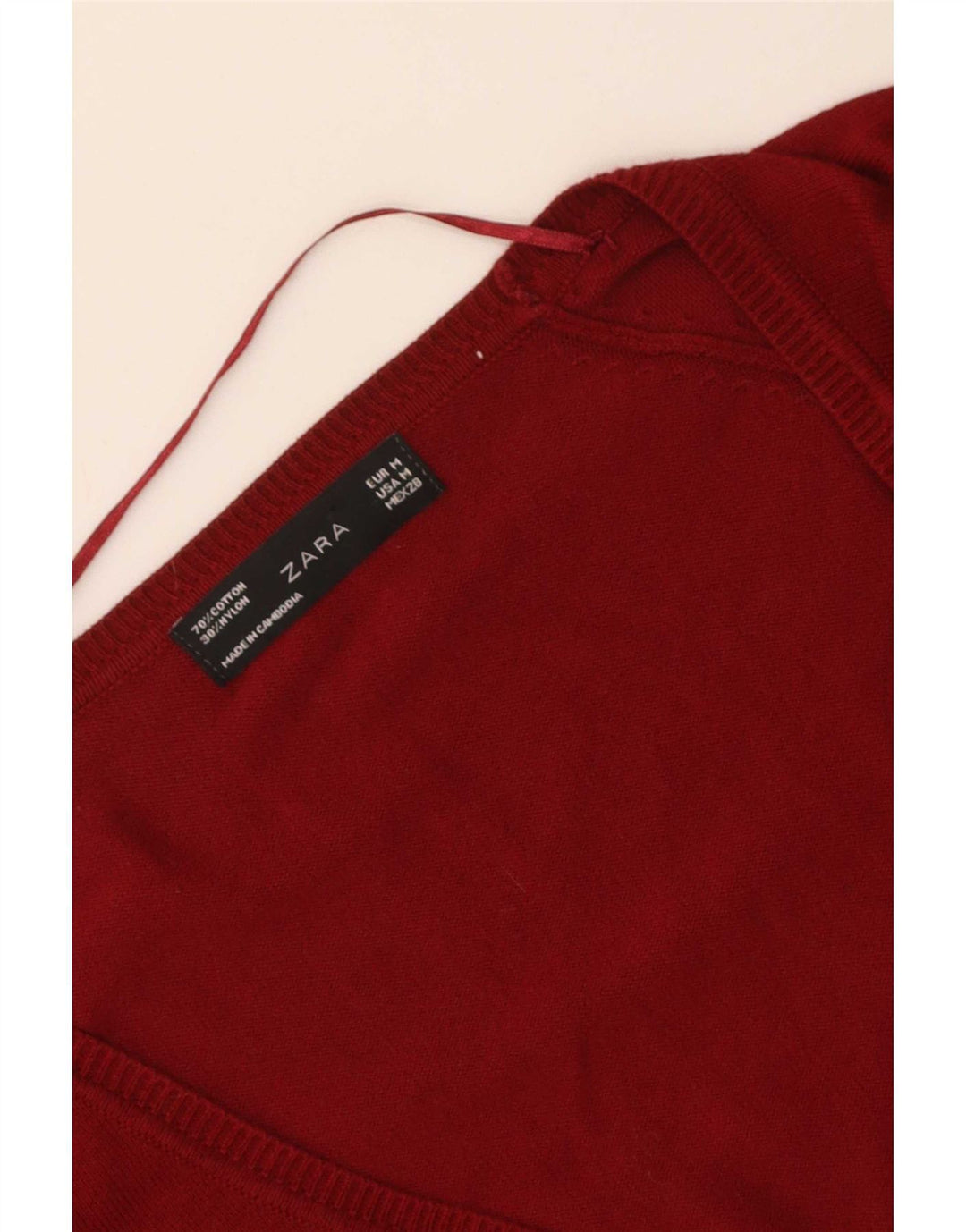 Zara Cardigan Femme Pull UK 12 Coton Rouge Moyen