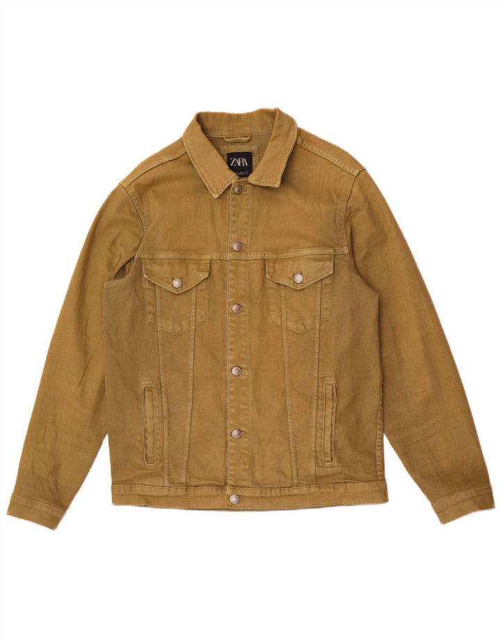 Zara Veste en jean pour homme UK 38 Kaki moyen