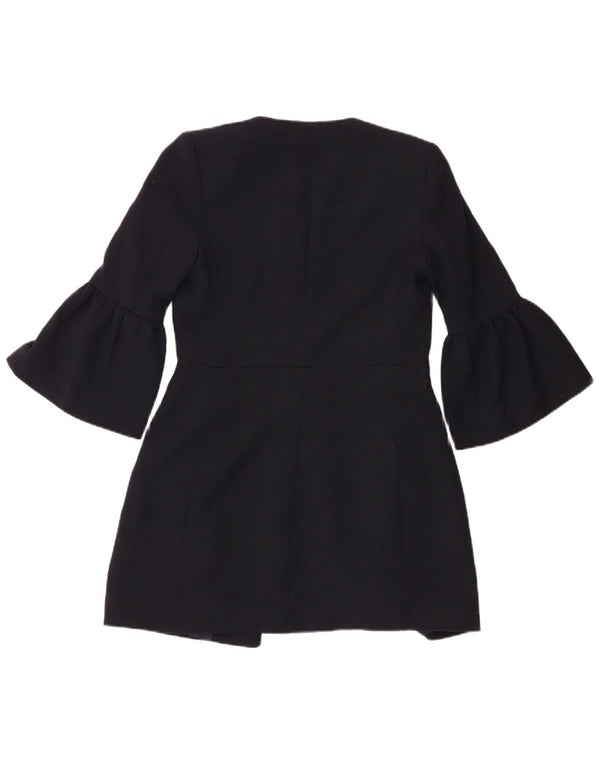 Zara Veste blazer longue à manches 3/4 pour femme UK 6 XS Bleu marine Polyester