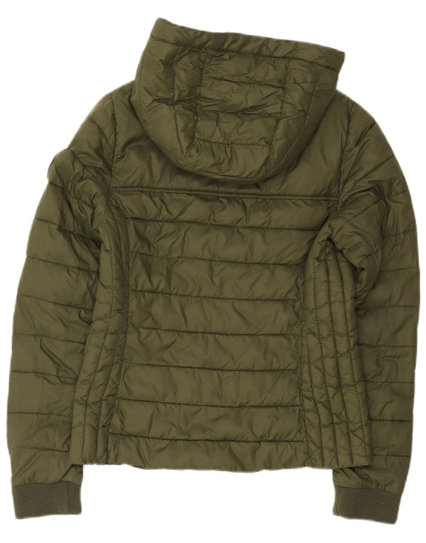 Hollister Veste matelassée à capuche pour femme UK 10 Small Khaki Nylon