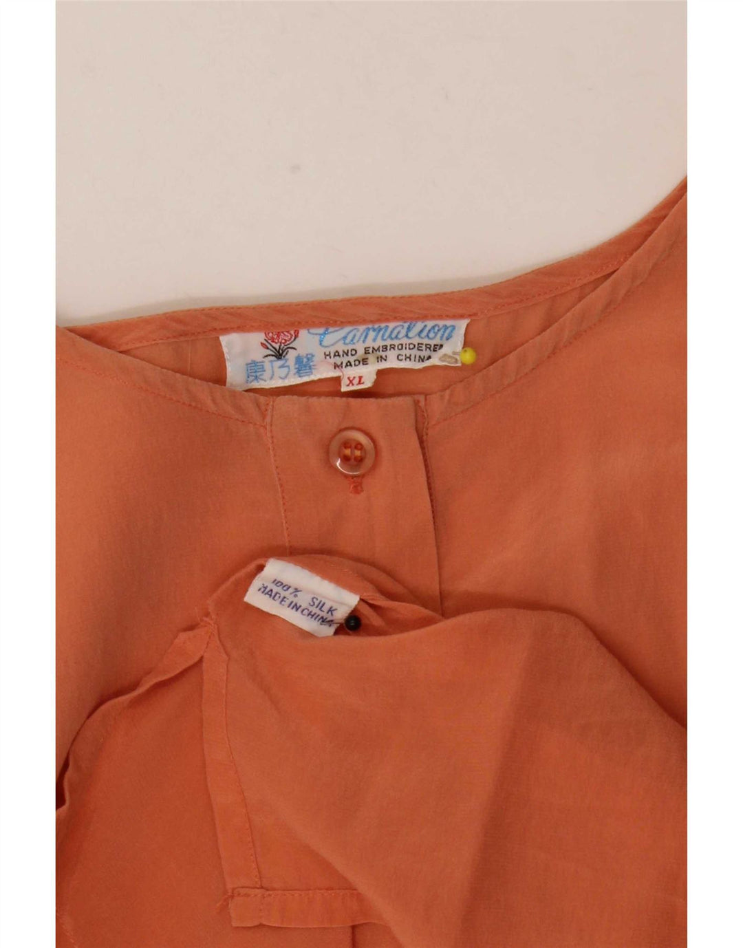 chemisier femme vintage Top UK 18 XL Soie Orange