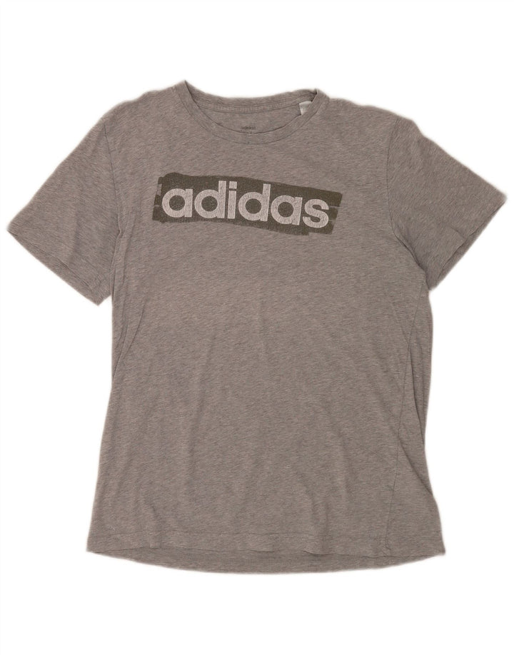 Adidas T-Shirt Graphique Homme Gris Moyen Coton