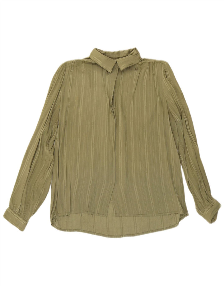 chemise femme vintage UK 16 Grand vert rayé