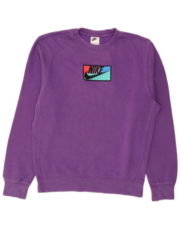 Nike Mens Graphic Regular Fit Sweatshirt Jumper XS Violet Coton
