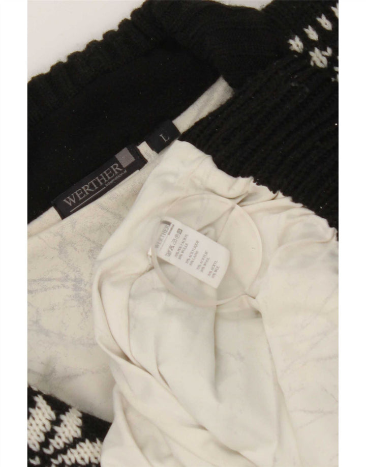 Werther Pull à col zippé pour homme Large Noir Fair Isle Polyacrylique