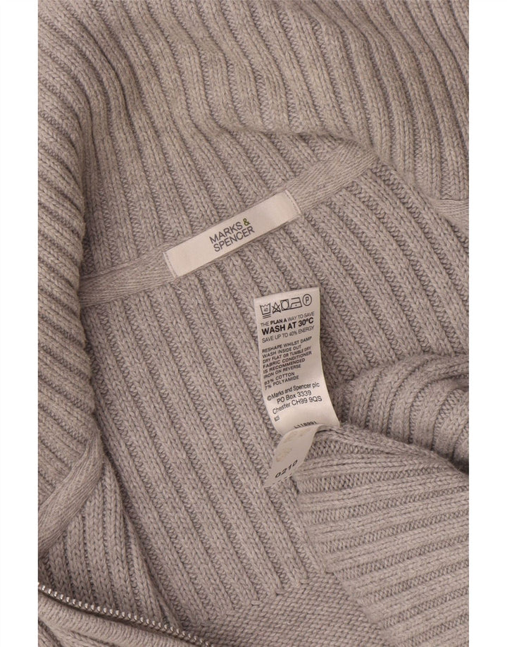 Marks & Spencer Pull Cardigan pour Femme UK 14 Grand Coton Gris