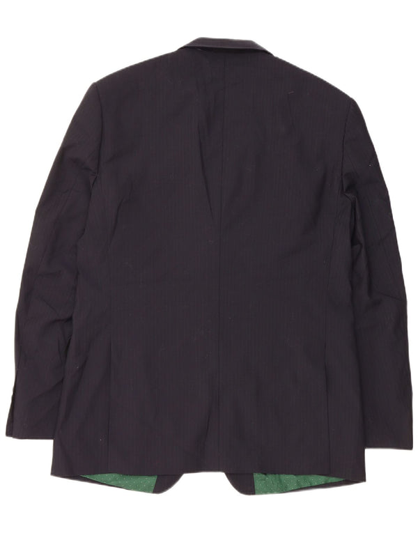 French Connection Veste blazer à 2 boutons pour homme UK 42 XL Bleu marine à fines rayures