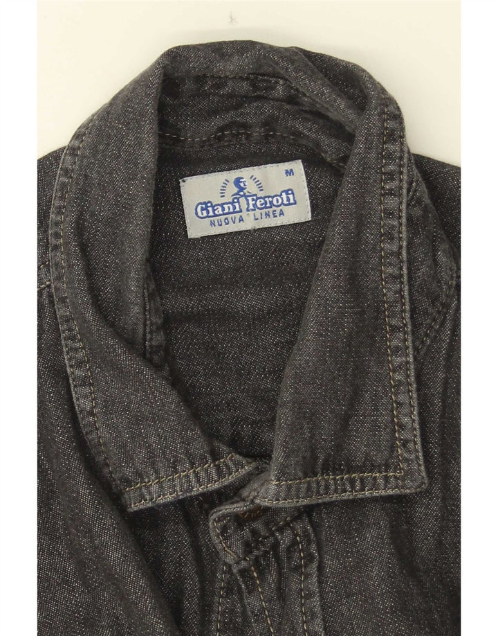 Giani Feroti Chemise en jean à manches courtes pour homme Noir moyen