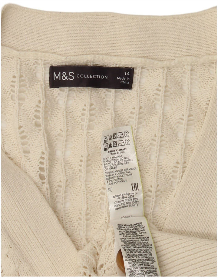 Marks & Spencer Pull Cardigan pour Femme UK 14 Grand Coton Blanc