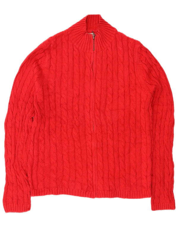 L.L.Bean Cardigan zippé pour femme en coton rouge moyen UK 14