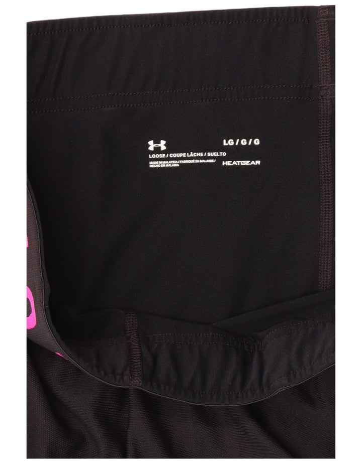 UNDER ARMOUR Short de sport Heat Gear pour femme UK 14 Large Noir Colourblock