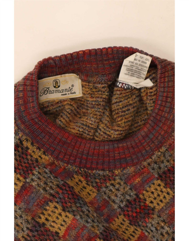 Bramante Pull col rond homme XL laine géométrique multicolore