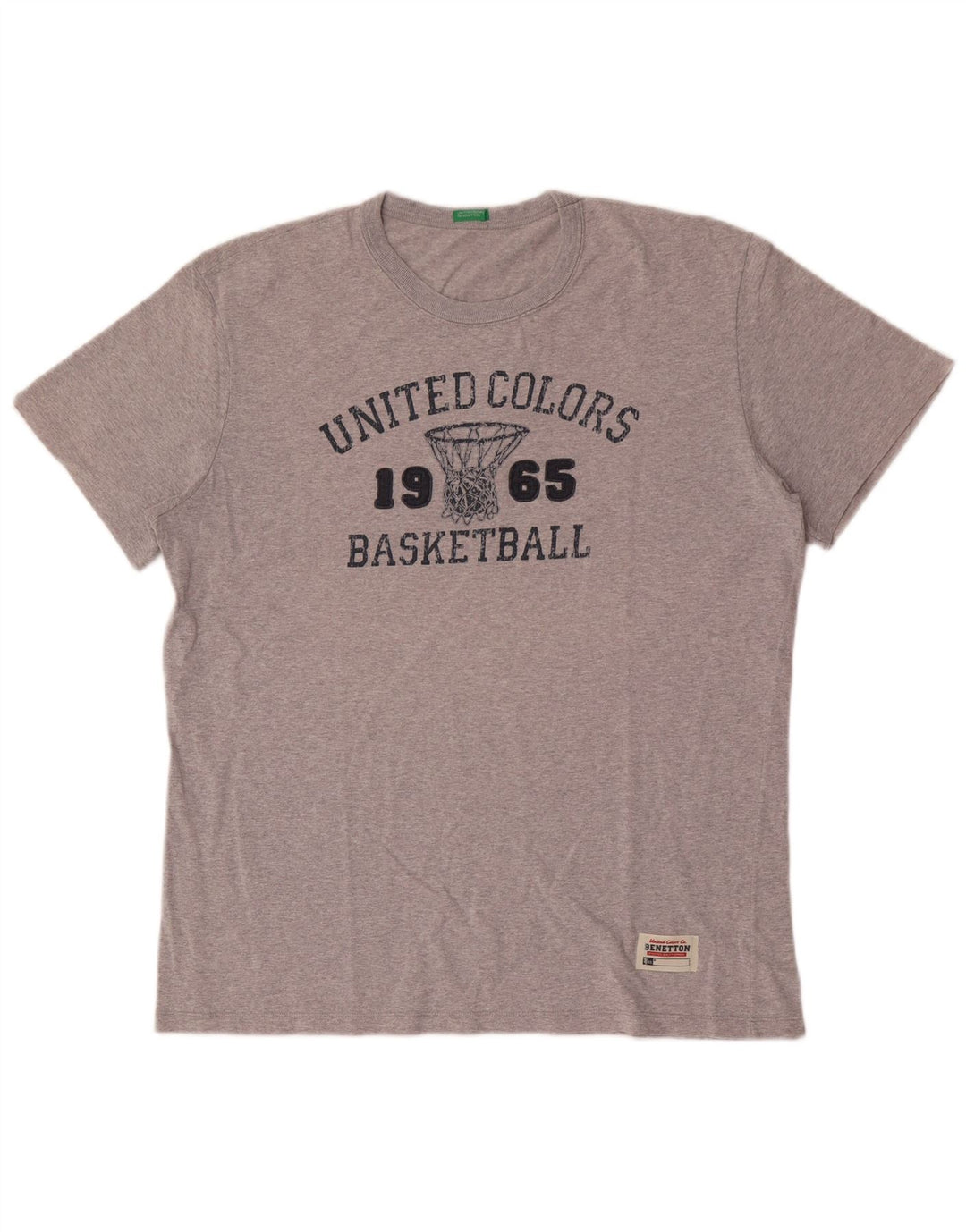 Benetton T-Shirt Graphique Haut Large Gris Moucheté Homme