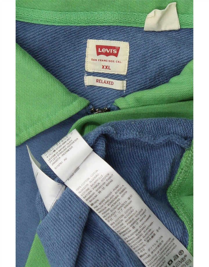 LEVI'S Sweat-shirt décontracté à col polo pour homme 2XL Bleu Colorblock