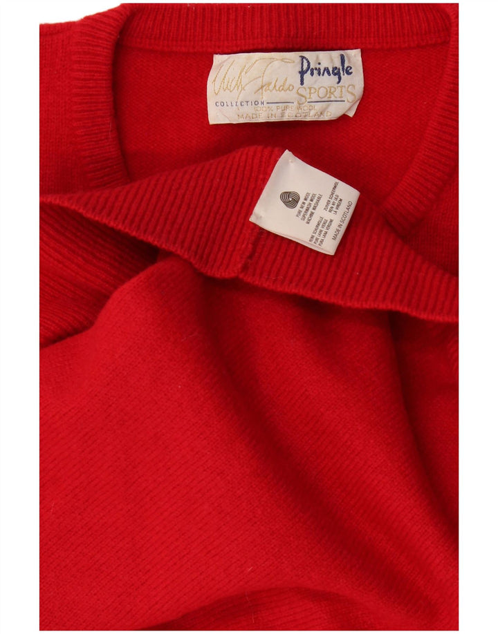 Pringle Pull graphique à col rond pour homme XL Rouge Laine vierge