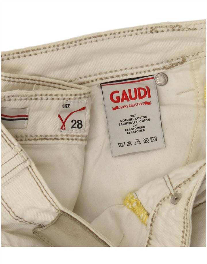 Gaudi Femme Short En Jean W28 Moyen Blanc Cassé Coton