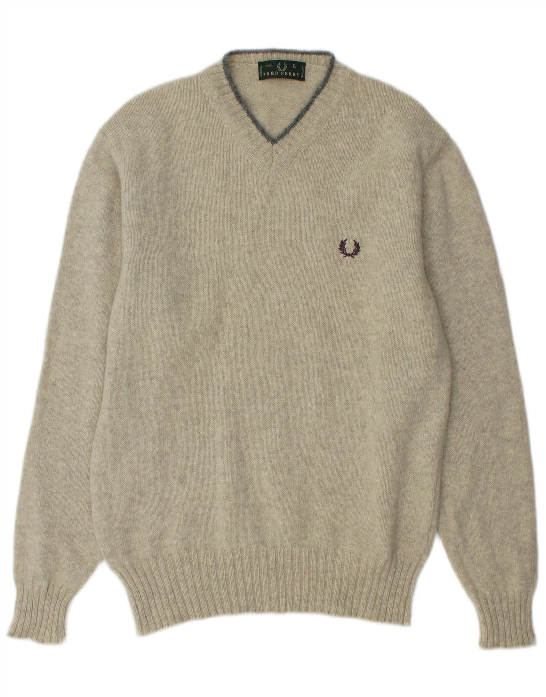 FRED PERRY Pull Col V Homme Grande Laine Verte