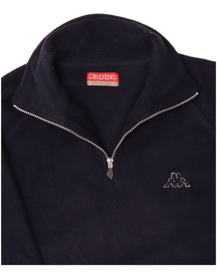 Kappa Pull polaire à col zippé pour homme, grand, bleu marine, polyester