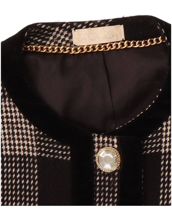 vintage Femme 5 Bouton Blazer Veste UK 14 Moyen Noir Pied-de-poule