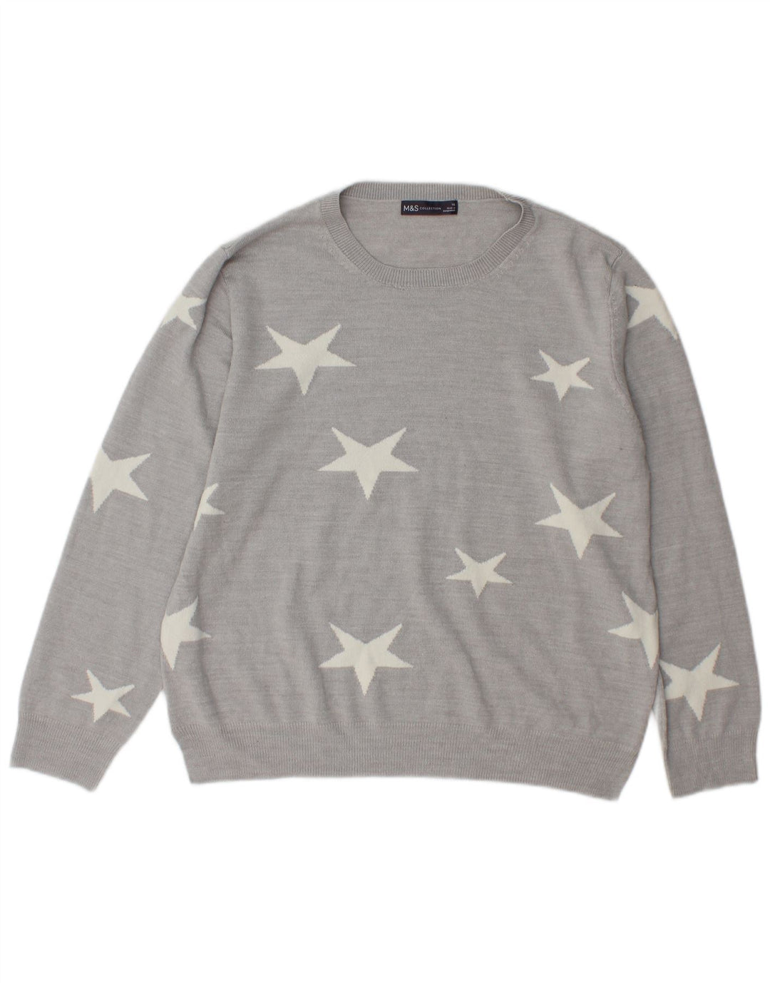 Marks & Spencer Pull à col rond pour femme UK 16 Large Gris