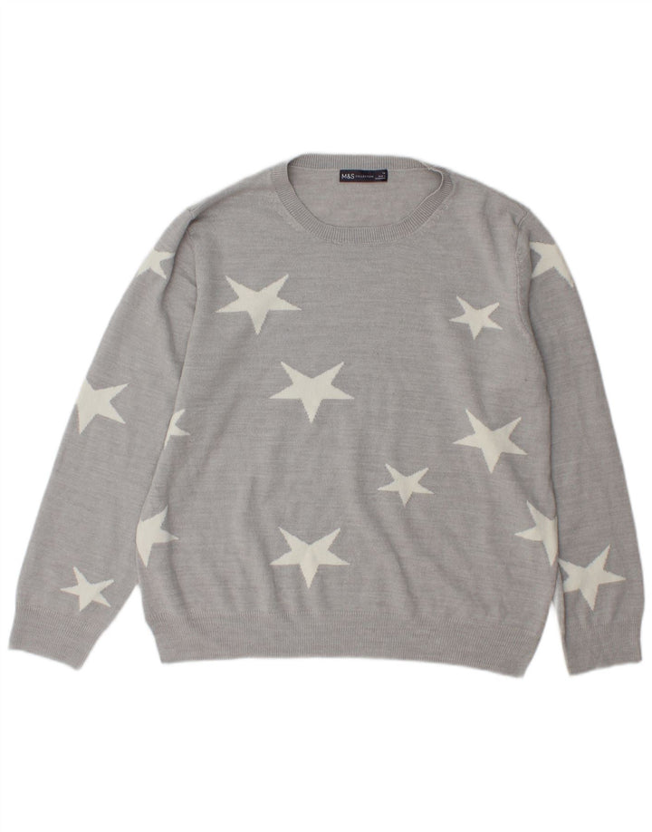 Marks & Spencer Pull à col rond pour femme UK 16 Large Gris