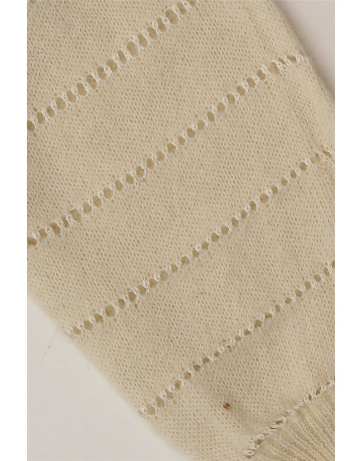 vintage Femme Cardigan Pull UK 14 Moyen Off White