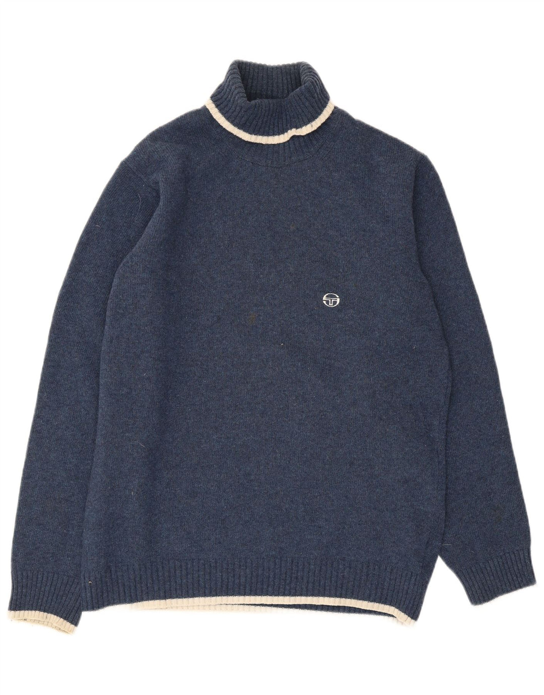 Sergio Tacchini Pull col roulé pour homme en laine bleu marine