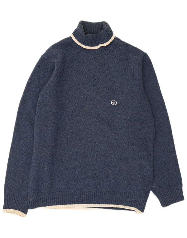Sergio Tacchini Pull col roulé pour homme en laine bleu marine