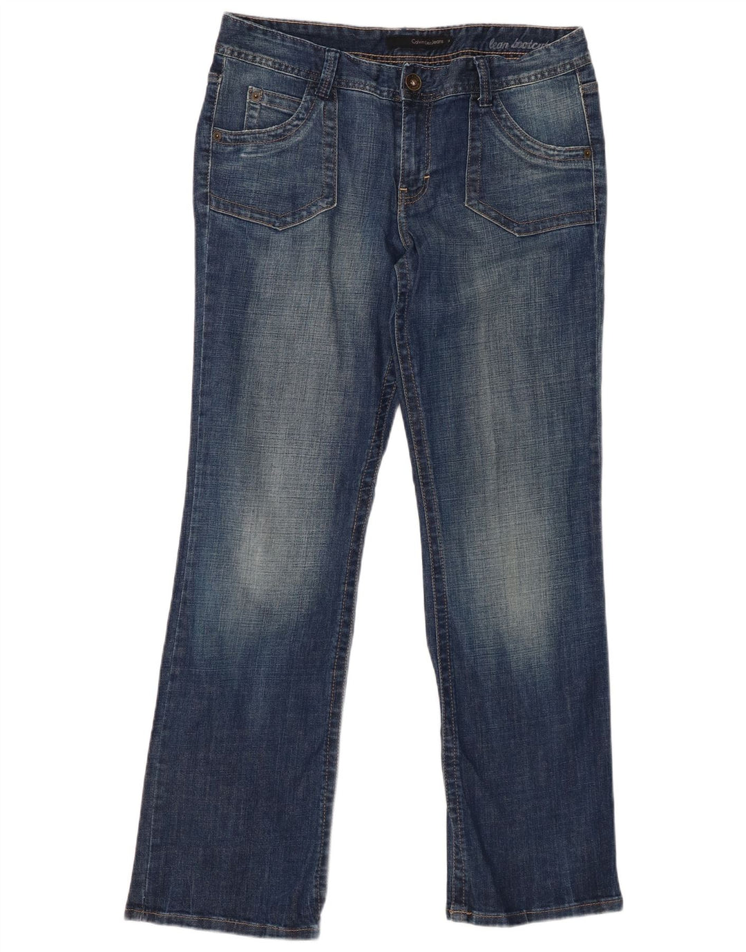 CALVIN KLEIN Jean Bootcut Femme US 14 XL W34 L31 Bleu Coton