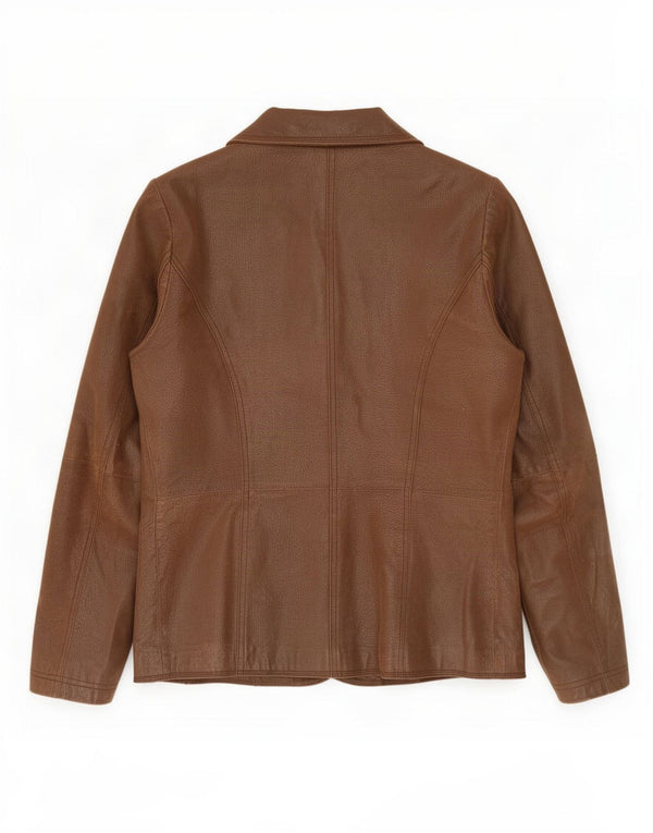 Paco Veste blazer en cuir à 2 boutons pour femme UK 10 Small Marron