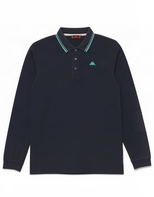 Kappa Polo à manches longues pour homme 2XL en coton bleu marine