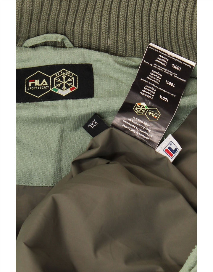 Fila Veste matelassée à capuche pour hommes UK 44 2XL Vert Polyamide