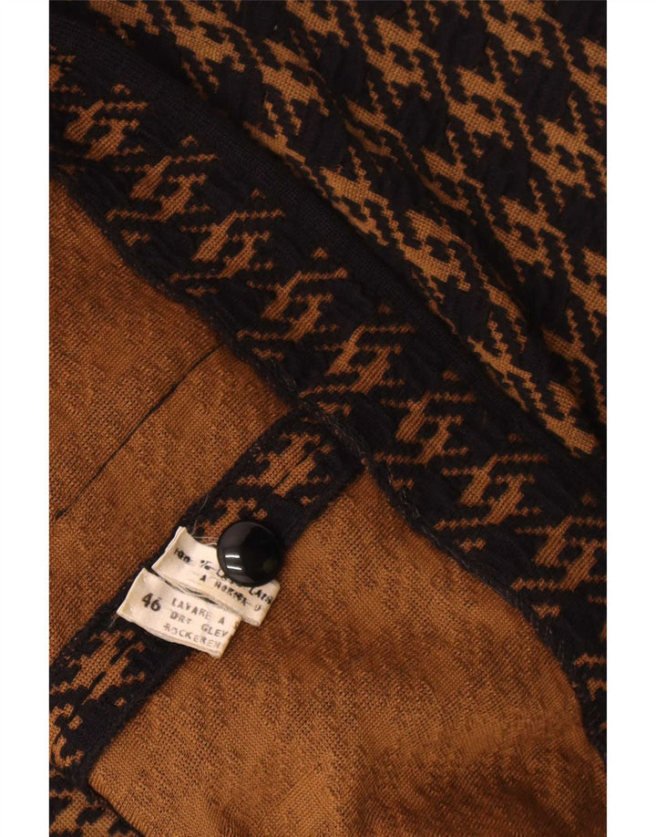 vintage Femme Cardigan Pull IT 46 Grande laine pied-de-poule marron