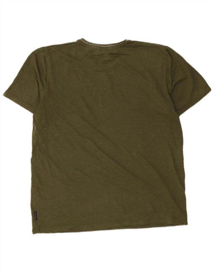 Ted Baker T-Shirt Homme Taille 4 Grand Kaki Coton