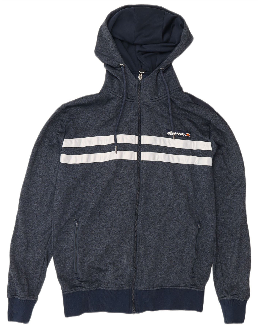 Ellesse Pull à capuche zippé pour homme Small Bleu marine Colourblock