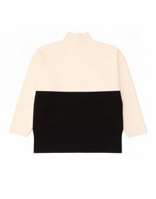 Zara Pull col roulé pour femme UK 10 Small Noir Colorblock
