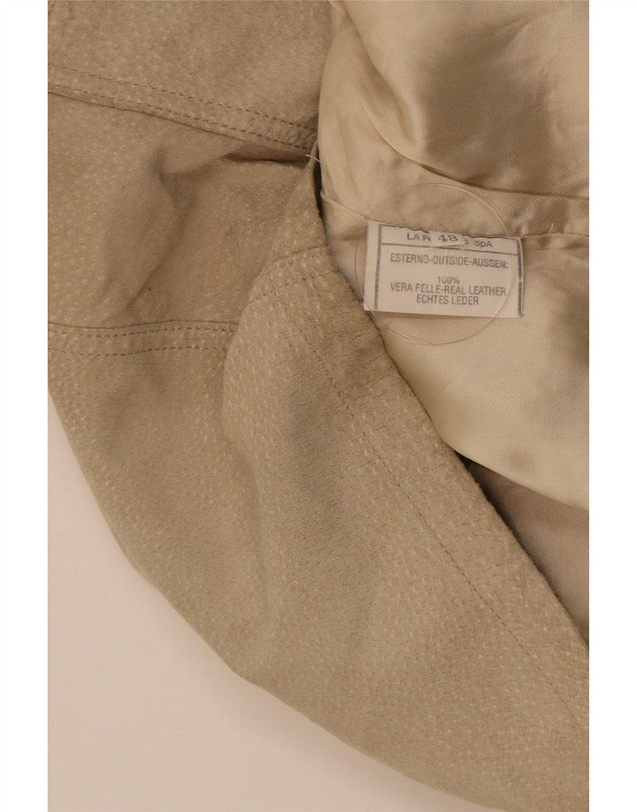 vintage Mens Suede Utility Gilet IT 48 Cuir Beige Moyen
