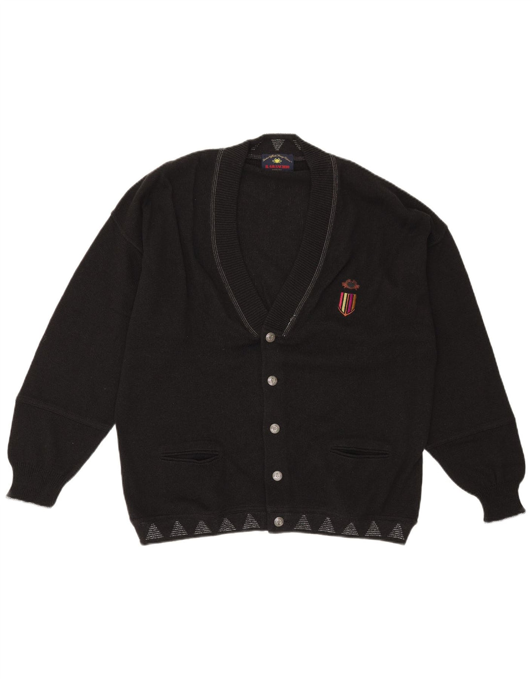 Il Granchio Cardigan Homme Pull XL Noir Géométrique