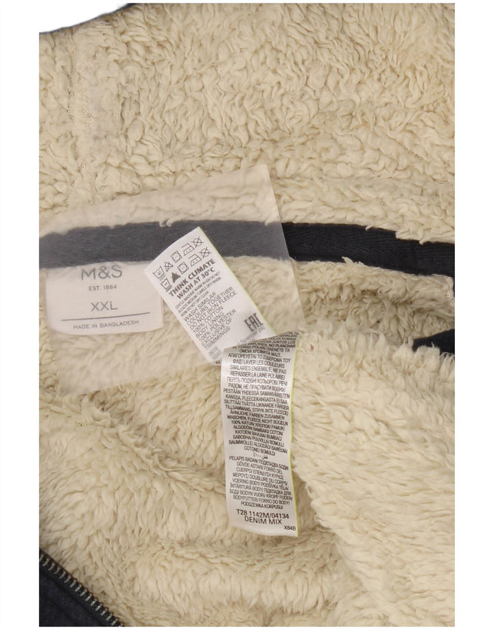 Marks & Spencer Pull à capuche zippé Sherpa pour homme 2XL en coton bleu marine