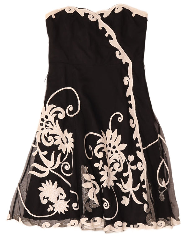 Coast Robe bustier pour femme UK 46 Grand Noir Floral Polyester