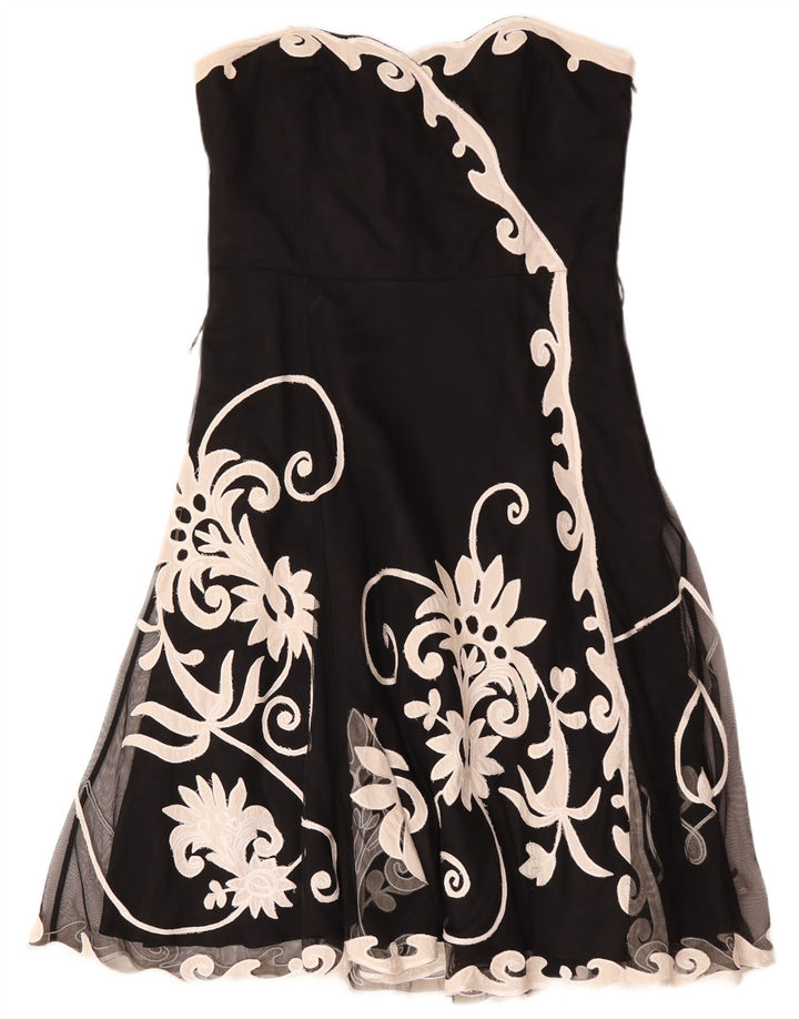 Coast Robe bustier pour femme UK 46 Grand Noir Floral Polyester