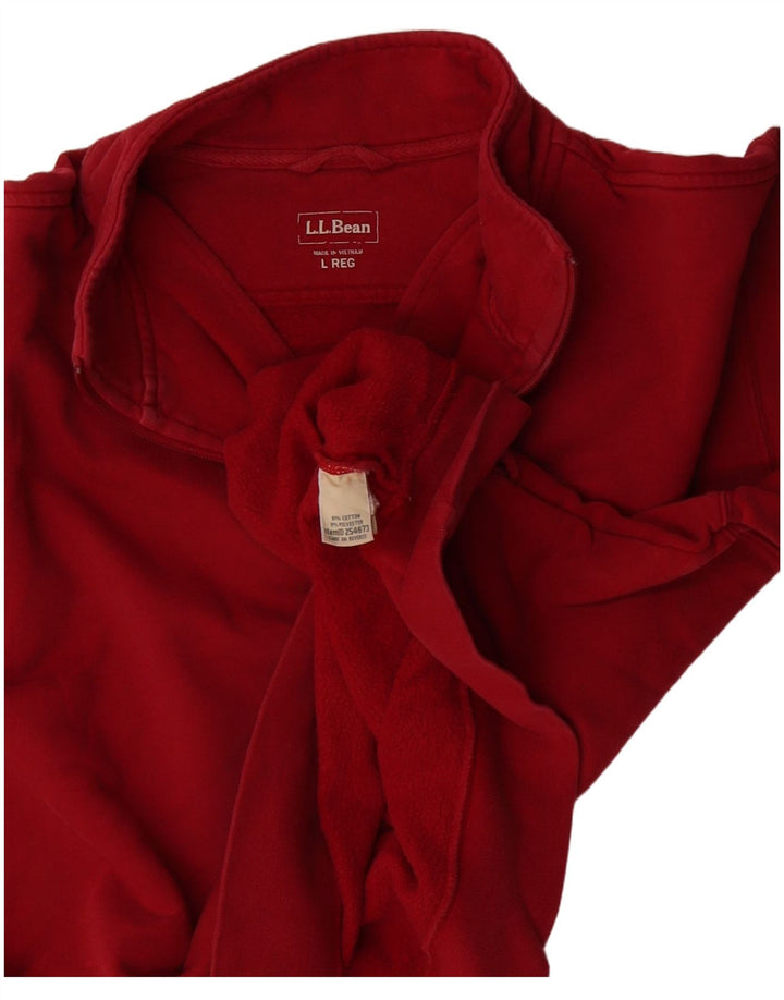 L.L.Bean Sweat-shirt à col zippé pour homme en coton rouge Taille L