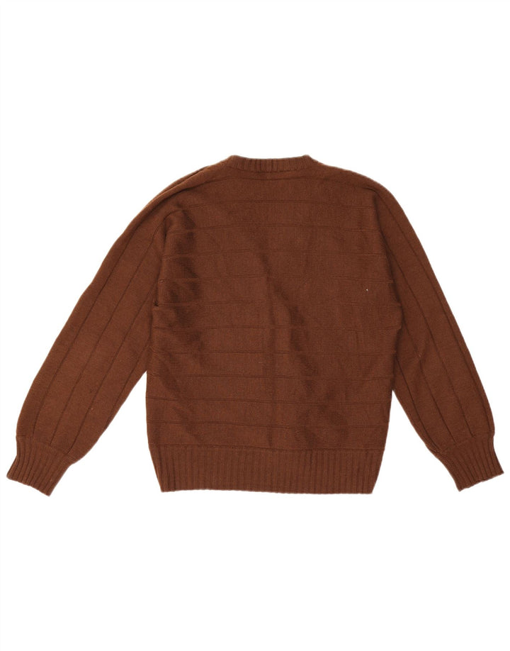 Luisa Spagnoli Pull Cardigan Femme UK 14 Laine Rayée Marron Moyen