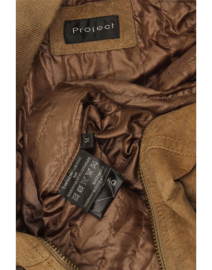 PROJECT Veste en daim pour femme UK 14 Cuir beige moyen